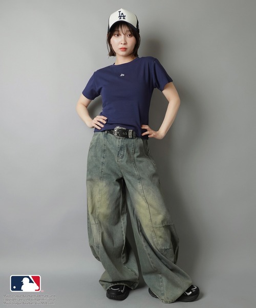 MLB(メジャーリーグベースボール)の「【MLB/メジャーリーグベースボール】半袖ピタカットソー/ワンポイント(Tシャツ/カットソー・レディース・ブラック/ネイビー/オフホワイト・ONESIZE)」の15枚目の写真