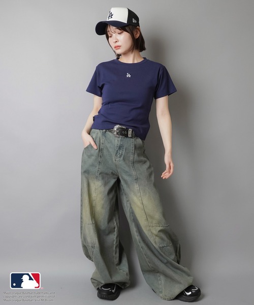 MLB(メジャーリーグベースボール)の「【MLB/メジャーリーグベースボール】半袖ピタカットソー/ワンポイント(Tシャツ/カットソー・レディース・ブラック/ネイビー/オフホワイト・ONESIZE)」の17枚目の写真