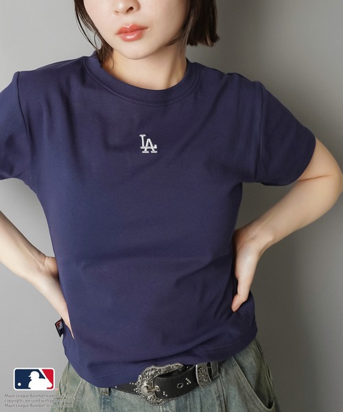 MLB(メジャーリーグベースボール)の「【MLB/メジャーリーグベースボール】半袖ピタカットソー/ワンポイント(Tシャツ/カットソー・レディース・ブラック/ネイビー/オフホワイト・ONESIZE)」の13枚目の写真