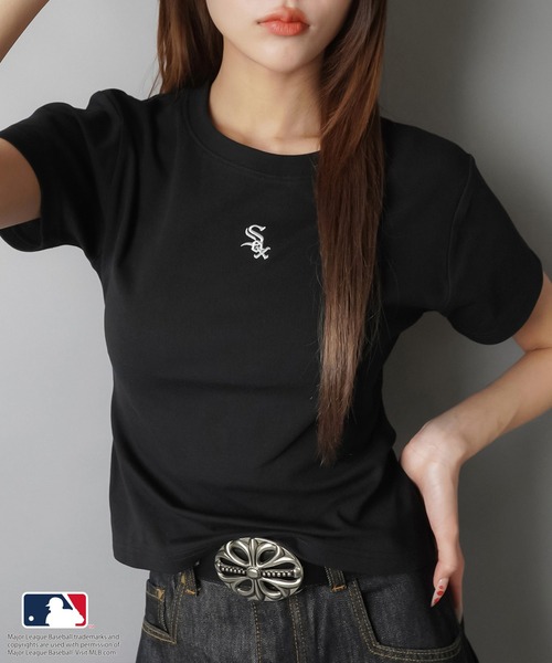 MLB(メジャーリーグベースボール)の「【MLB/メジャーリーグベースボール】半袖ピタカットソー/ワンポイント(Tシャツ/カットソー・レディース・ブラック/ネイビー/オフホワイト・ONESIZE)」の22枚目の写真