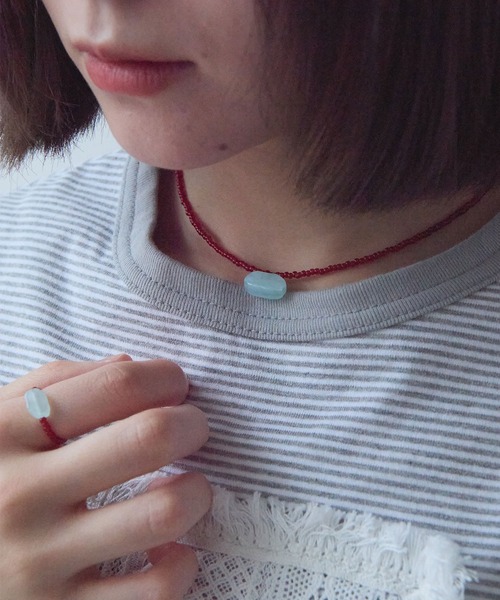 bulle de savon(ビュルデサボン)の「△mokumoku necklace(ネックレス・レディース・クリア/レッド・FREE)」の9枚目の写真