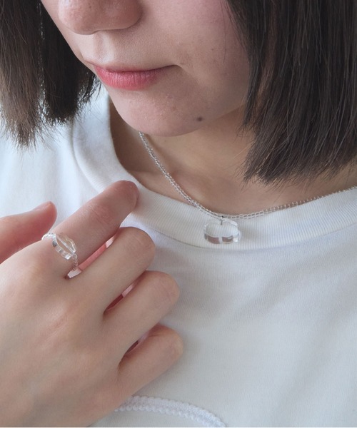 bulle de savon(ビュルデサボン)の「△mokumoku necklace(ネックレス・レディース・クリア/レッド・FREE)」の7枚目の写真