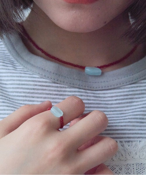 bulle de savon(ビュルデサボン)の「△mokumoku necklace(ネックレス・レディース・クリア/レッド・FREE)」の10枚目の写真