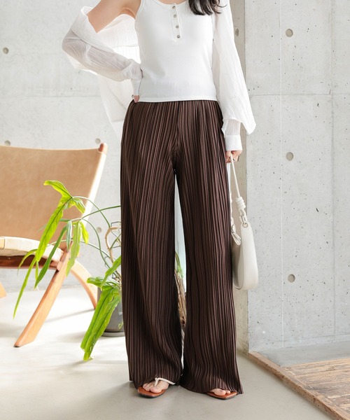 KOBE LETTUCE(コウベレタス)の「セルフカットプリーツパンツ(その他パンツ・レディース・グレー/ブラック/ライトグリーン/ブラウン/ベージュ・L/M)」の9枚目の写真