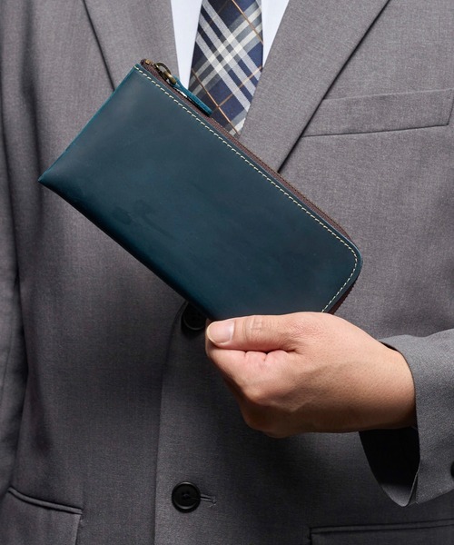 Maison Kinema ウォレット フラグメント　ホースレザー ブラック クレイジーホースレザー 長財布 L字ファスナー 本革（財布）｜亀登鞄