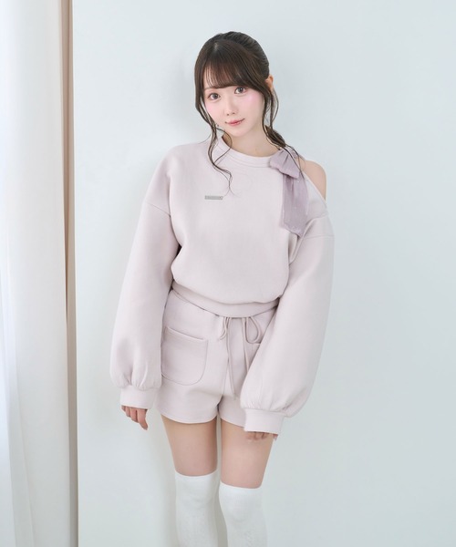 Rose Muse(ロゼミューズ)の「Organza ribbon sweat set up(セットアップ・レディース・オートミール/ピンク・FREE)」の7枚目の写真