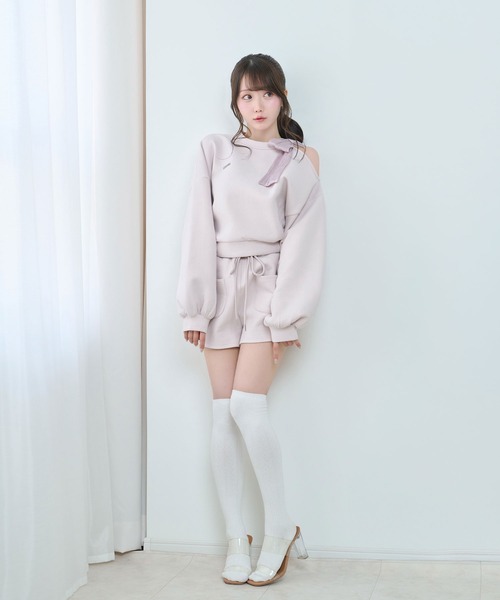 Rose Muse(ロゼミューズ)の「Organza ribbon sweat set up(セットアップ・レディース・オートミール/ピンク・FREE)」の8枚目の写真