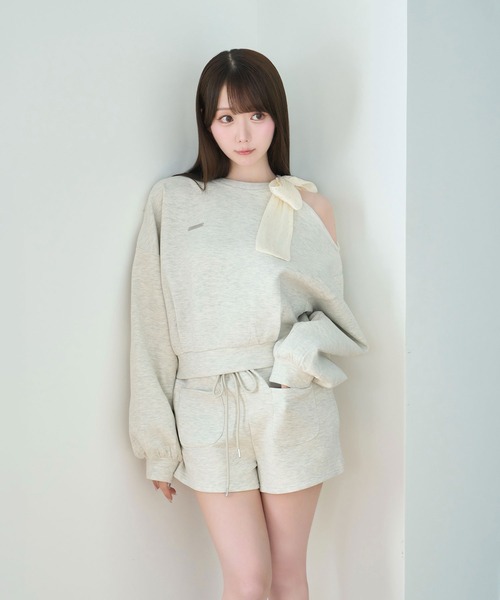 Rose Muse(ロゼミューズ)の「Organza ribbon sweat set up(セットアップ・レディース・オートミール/ピンク・FREE)」の12枚目の写真