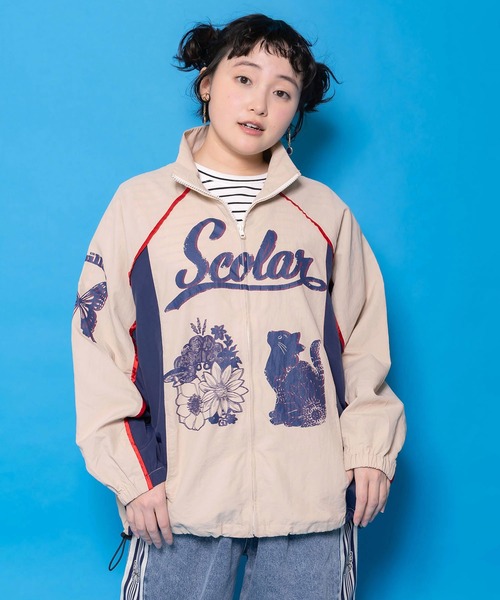 ScoLar（スカラー）の「161668：スカラーちゃん×ネコ レーシング風ブルゾン（ブルゾン・レディース・サックスブルー/アイボリー・M）」の2枚目の写真