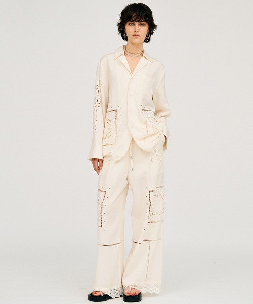 PRANK PROJECT(プランクプロジェクト)の「【2026Summer Pre-Order】オープンカラーエンブロイダリーシャツ / Open-Collar Embroidered Shirt(シャツ/ブラウス・レディース・ホワイト/ブラック・FREE)」の4枚目の写真