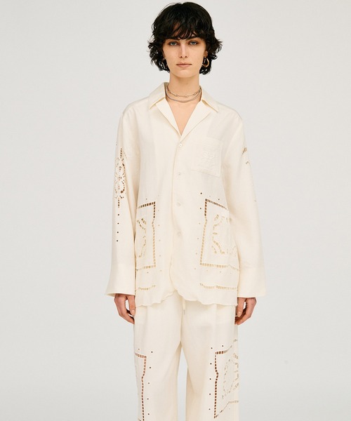 PRANK PROJECT(プランクプロジェクト)の「【2026Summer Pre-Order】オープンカラーエンブロイダリーシャツ / Open-Collar Embroidered Shirt(シャツ/ブラウス・レディース・ホワイト/ブラック・FREE)」の10枚目の写真