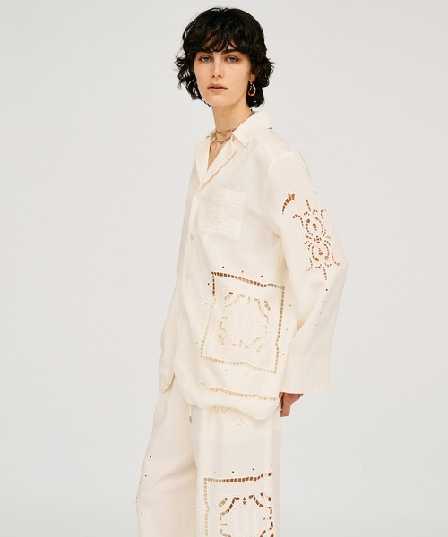 PRANK PROJECT(プランクプロジェクト)の「【2026Summer Pre-Order】オープンカラーエンブロイダリーシャツ / Open-Collar Embroidered Shirt(シャツ/ブラウス・レディース・ホワイト/ブラック・FREE)」の11枚目の写真