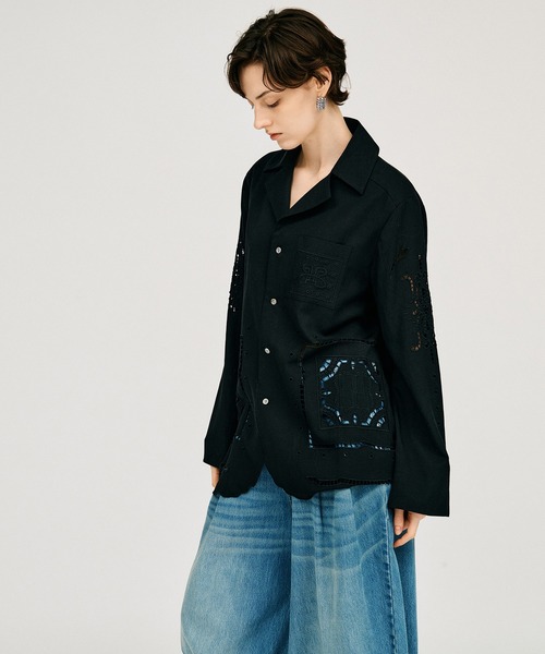 PRANK PROJECT(プランクプロジェクト)の「【2026Summer Pre-Order】オープンカラーエンブロイダリーシャツ / Open-Collar Embroidered Shirt(シャツ/ブラウス・レディース・ホワイト/ブラック・FREE)」の7枚目の写真