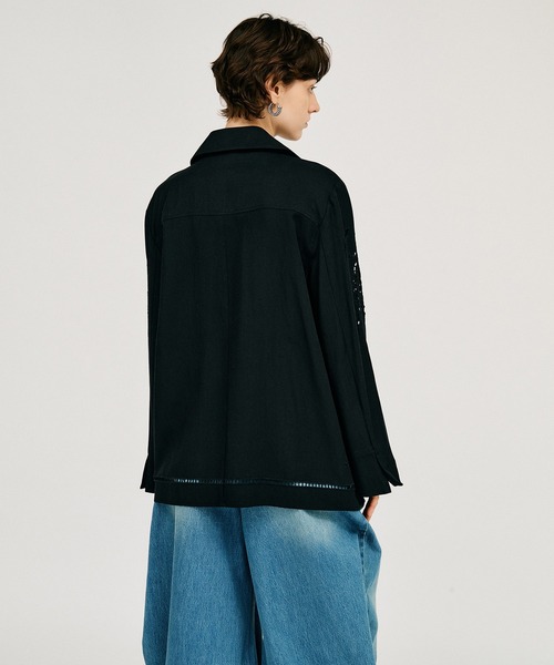 PRANK PROJECT(プランクプロジェクト)の「【2026Summer Pre-Order】オープンカラーエンブロイダリーシャツ / Open-Collar Embroidered Shirt(シャツ/ブラウス・レディース・ホワイト/ブラック・FREE)」の8枚目の写真