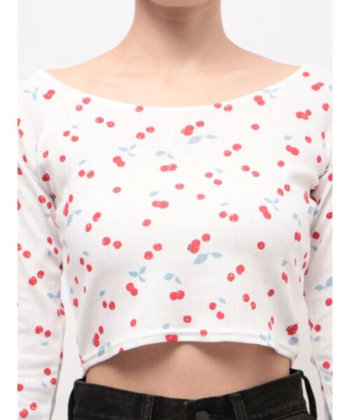 EMODA（エモダ）の「アイレットレイヤードキャミソールクロップドロンT（Tシャツ/カットソー・レディース・ホワイト/グレー/ブラック・FREE）」の5枚目の写真