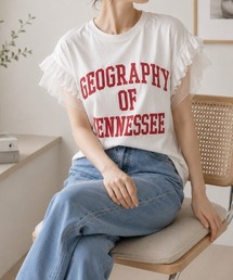 【主役級トップス】一枚で可愛いフリルロゴTシャツ
