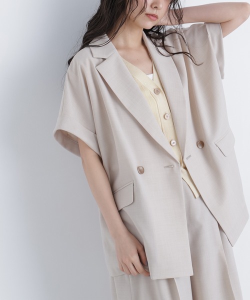N.(N. Natural Beauty Basic)(エヌエヌナチュラルビューティーベーシック)の「リネンライク SETUP ハーフスリーブジャケット(テーラードジャケット・レディース・キャメル/ベージュ/チャコールグレー・フリ-)」の3枚目の写真