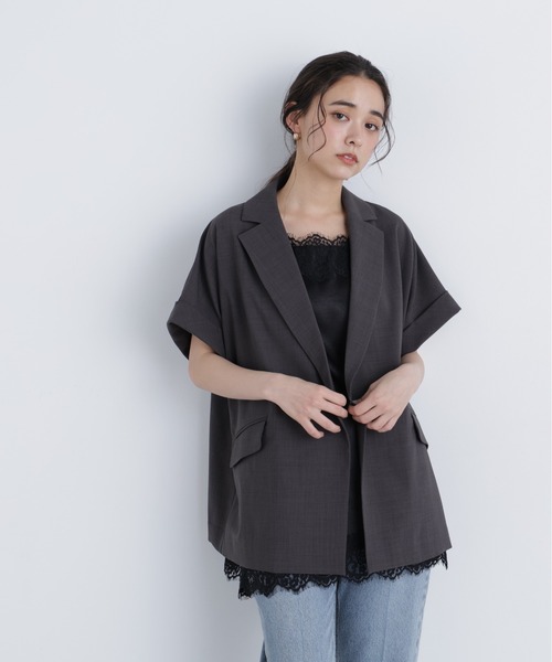 N.(N. Natural Beauty Basic)(エヌエヌナチュラルビューティーベーシック)の「リネンライク SETUP ハーフスリーブジャケット(テーラードジャケット・レディース・キャメル/ベージュ/チャコールグレー・フリ-)」の6枚目の写真