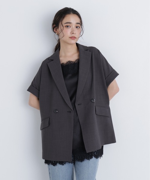 N.(N. Natural Beauty Basic)(エヌエヌナチュラルビューティーベーシック)の「リネンライク SETUP ハーフスリーブジャケット(テーラードジャケット・レディース・キャメル/ベージュ/チャコールグレー・フリ-)」の7枚目の写真