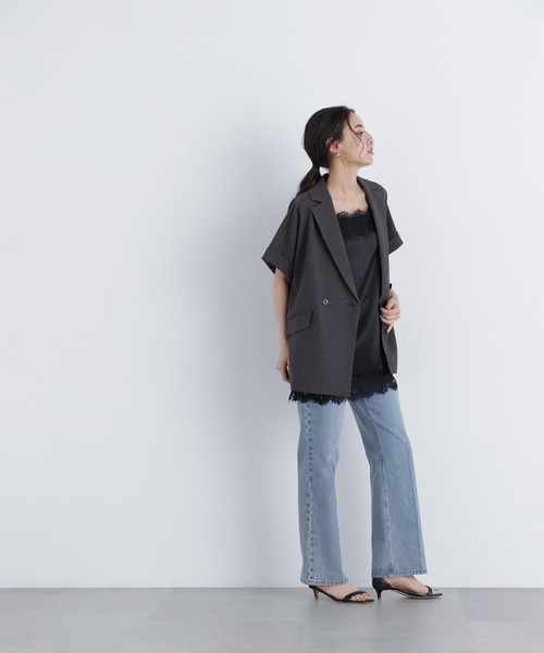 N.(N. Natural Beauty Basic)(エヌエヌナチュラルビューティーベーシック)の「リネンライク SETUP ハーフスリーブジャケット(テーラードジャケット・レディース・キャメル/ベージュ/チャコールグレー・フリ-)」の8枚目の写真
