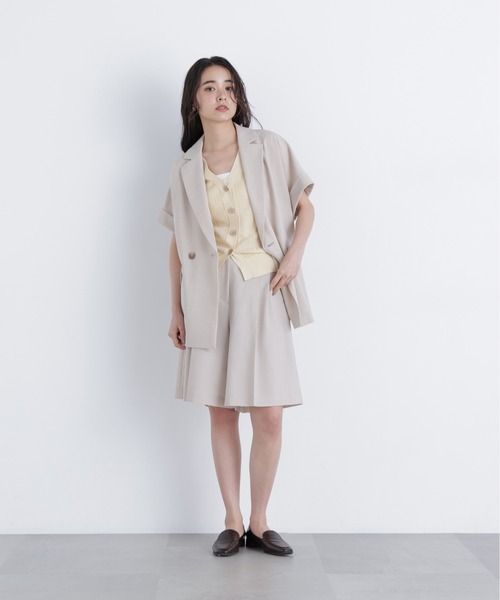 N.(N. Natural Beauty Basic)(エヌエヌナチュラルビューティーベーシック)の「リネンライク SETUP ハーフスリーブジャケット(テーラードジャケット・レディース・キャメル/ベージュ/チャコールグレー・フリ-)」の13枚目の写真
