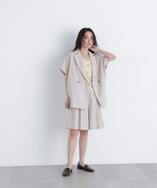 N.(N. Natural Beauty Basic)(エヌエヌナチュラルビューティーベーシック)の「リネンライク SETUP ハーフスリーブジャケット(テーラードジャケット・レディース・キャメル/ベージュ/チャコールグレー・フリ-)」の14枚目の写真