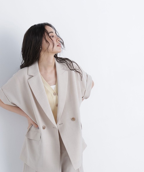 N.(N. Natural Beauty Basic)(エヌエヌナチュラルビューティーベーシック)の「リネンライク SETUP ハーフスリーブジャケット(テーラードジャケット・レディース・キャメル/ベージュ/チャコールグレー・フリ-)」の17枚目の写真