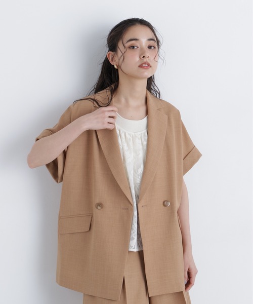 N.(N. Natural Beauty Basic)(エヌエヌナチュラルビューティーベーシック)の「リネンライク SETUP ハーフスリーブジャケット(テーラードジャケット・レディース・キャメル/ベージュ/チャコールグレー・フリ-)」の20枚目の写真