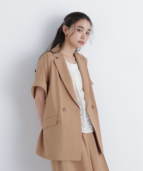 N.(N. Natural Beauty Basic)(エヌエヌナチュラルビューティーベーシック)の「リネンライク SETUP ハーフスリーブジャケット(テーラードジャケット・レディース・キャメル/ベージュ/チャコールグレー・フリ-)」の21枚目の写真
