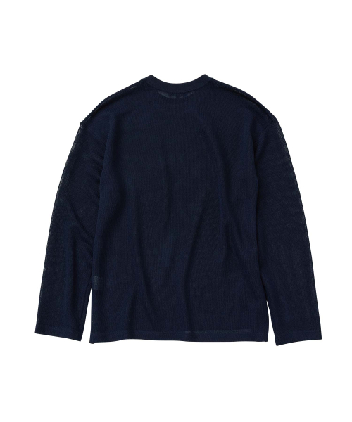 WMC(ダブリューエムシー)の「クロシェクルーネックニット_NAVY(ニット/セーター・メンズ・ネイビー・M/L/XL)」の2枚目の写真