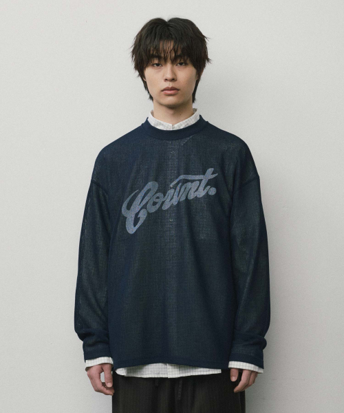 WMC(ダブリューエムシー)の「クロシェクルーネックニット_NAVY(ニット/セーター・メンズ・ネイビー・M/L/XL)」の3枚目の写真