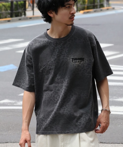 THRASHER（スラッシャー）の「【THRASHER/スラッシャー】スプレーライク加工 レオパード柄 半袖Tシャツ（Tシャツ/カットソー・メンズ・アッシュグレー/ブルー/ブラック・XL/L/M）」の2枚目の写真