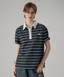 MULTI BORDER POLO TEE WITH HEART BUTTON / マルチボーダーポロTシャツ(ハートボタン)