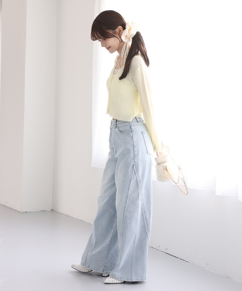 one after another NICE CLAUP(ワンアフターアナザーナイスクラップ)の「【SMサイズ展開あり】レース付きワイドデニムパンツ(デニムパンツ・レディース・ピンク/グレー/サックスブルー・MEDIUM/SMALL)」の19枚目の写真
