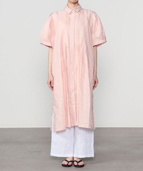 Bshop(ビショップ)の「eunoia | リネン ピンタック半袖ワンピース WOMEN(ワンピース・レディース・ブラック/クリーム/ピンク・S)」の14枚目の写真