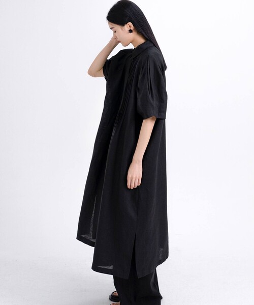 Bshop(ビショップ)の「eunoia | リネン ピンタック半袖ワンピース WOMEN(ワンピース・レディース・ブラック/クリーム/ピンク・S)」の20枚目の写真