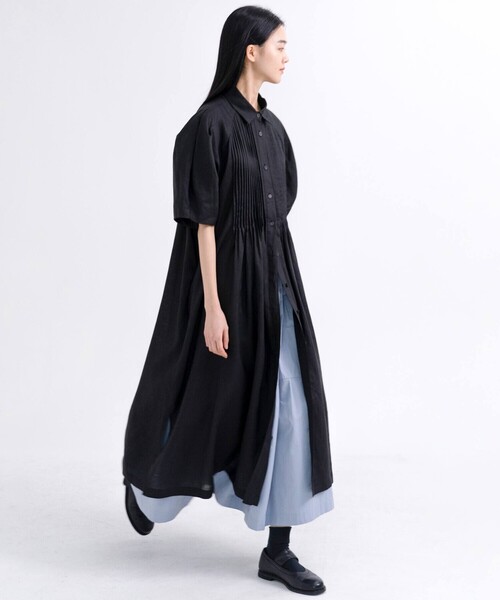 Bshop(ビショップ)の「eunoia | リネン ピンタック半袖ワンピース WOMEN(ワンピース・レディース・ブラック/クリーム/ピンク・S)」の21枚目の写真