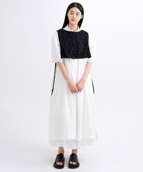 eunoia | リネン ピンタック半袖ワンピース WOMEN（ワンピース