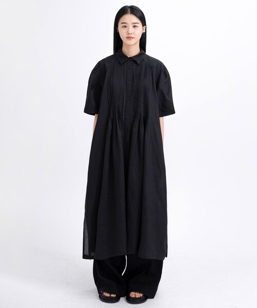 eunoia | リネン ピンタック半袖ワンピース WOMEN（ワンピース