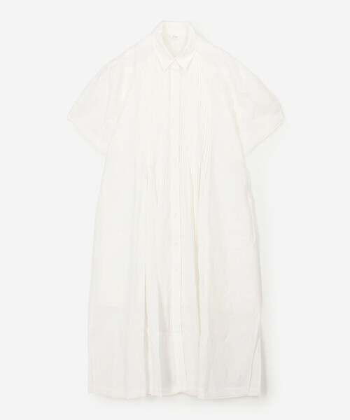 Bshop(ビショップ)の「eunoia | リネン ピンタック半袖ワンピース WOMEN(ワンピース・レディース・ブラック/クリーム/ピンク・S)」の4枚目の写真