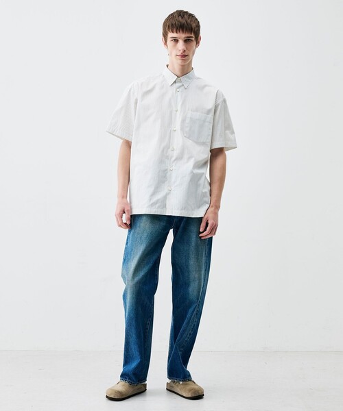 EDITION（エディション）の「THOMAS MASON ストライブハーフスリーブシャツ（シャツ/ブラウス・メンズ・ホワイト系その他・S/M）」の2枚目の写真