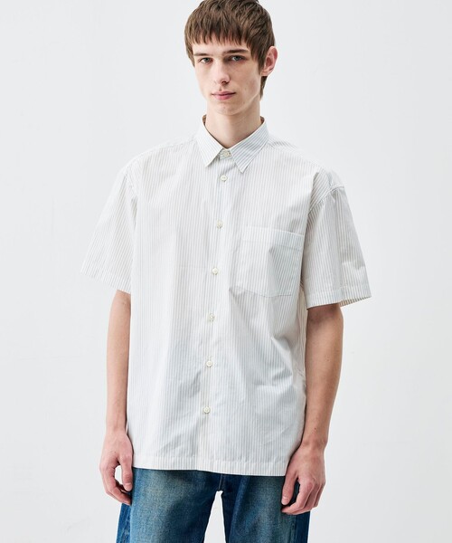 EDITION（エディション）の「THOMAS MASON ストライブハーフスリーブシャツ（シャツ/ブラウス・メンズ・ホワイト系その他・S/M）」の3枚目の写真