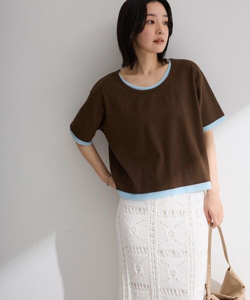 Green Parks(グリーンパークス)の「チュールレイヤードボックスプルオーバー(Tシャツ/カットソー・レディース・ブラウン/チャコールグレー/オフホワイト・FREE)」の8枚目の写真