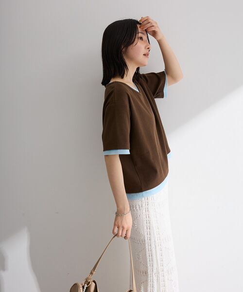 Green Parks(グリーンパークス)の「チュールレイヤードボックスプルオーバー(Tシャツ/カットソー・レディース・ブラウン/チャコールグレー/オフホワイト・FREE)」の9枚目の写真