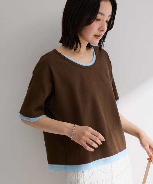セール】チュールレイヤードボックスプルオーバー（Tシャツ/カットソー