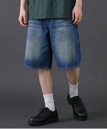 ヴィンテージウォッシュ デニムショートパンツ/ケミカル加工 ハーフパンツ