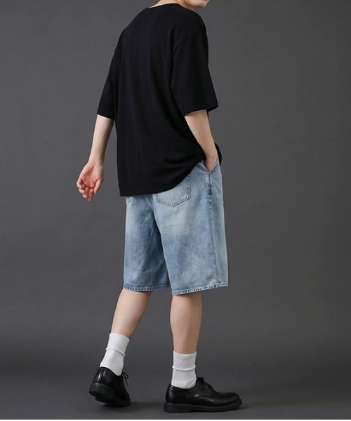 revertical(リバーティカル)の「ヴィンテージウォッシュ デニムショートパンツ/ケミカル加工 ハーフパンツ(デニムパンツ・メンズ・ブルー/サックスブルー/ブラック・X-LARGE/LARGE/MEDIUM)」の13枚目の写真
