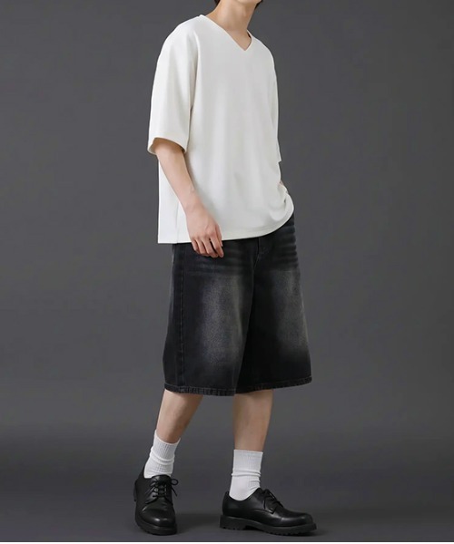 revertical(リバーティカル)の「ヴィンテージウォッシュ デニムショートパンツ/ケミカル加工 ハーフパンツ(デニムパンツ・メンズ・ブルー/サックスブルー/ブラック・X-LARGE/LARGE/MEDIUM)」の7枚目の写真