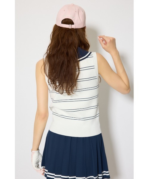 RIENDA GOLF(リエンダゴルフ)の「【RIENDA GOLF 一部店舗・WEB限定】マリンボーダーニットトップス(ニット/セーター・レディース・ホワイト/ライトブルー/ベージュ・MEDIUM/SMALL)」の7枚目の写真