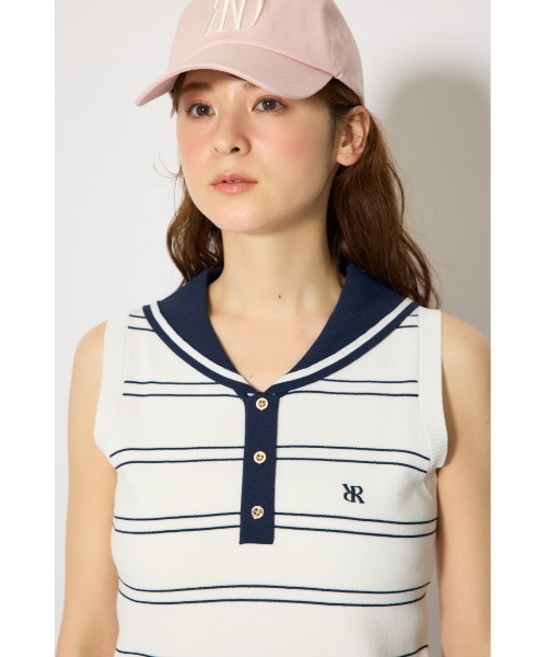 RIENDA GOLF(リエンダゴルフ)の「【RIENDA GOLF 一部店舗・WEB限定】マリンボーダーニットトップス(ニット/セーター・レディース・ホワイト/ライトブルー/ベージュ・MEDIUM/SMALL)」の11枚目の写真